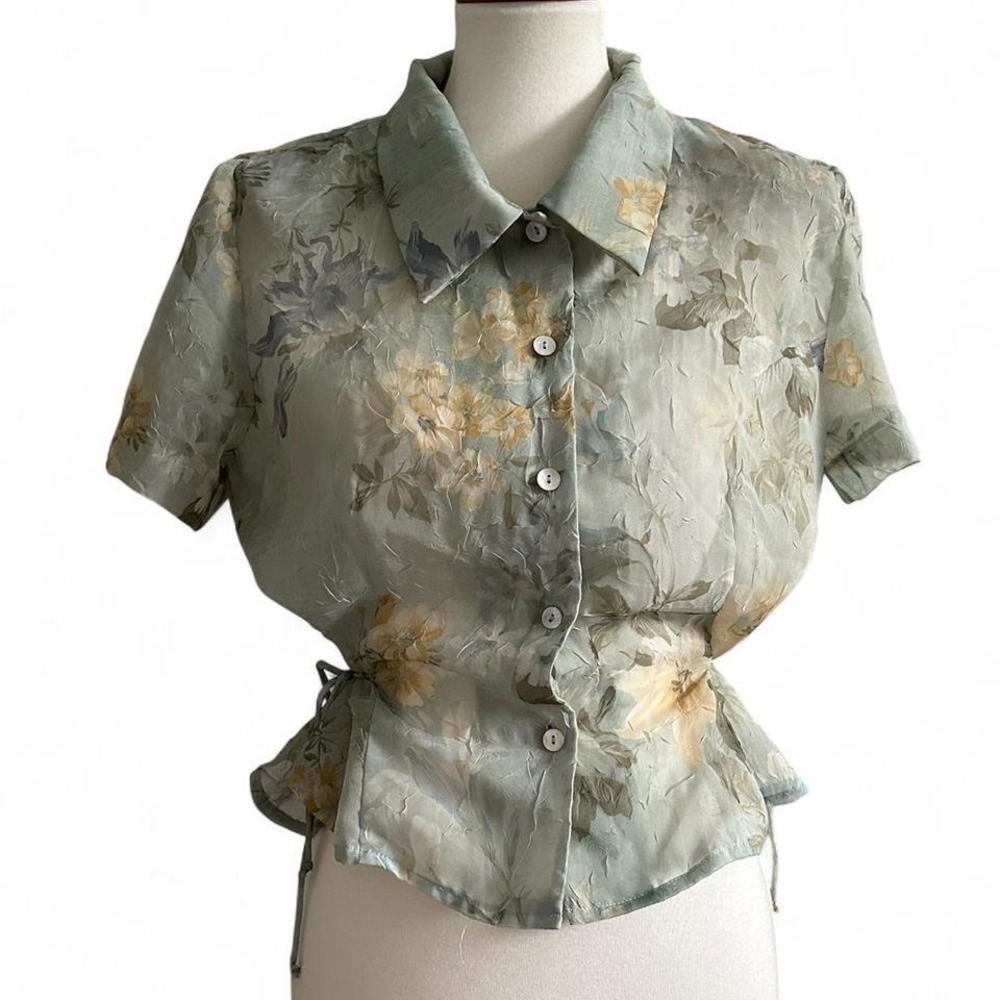 Sheer vintage floral blouse